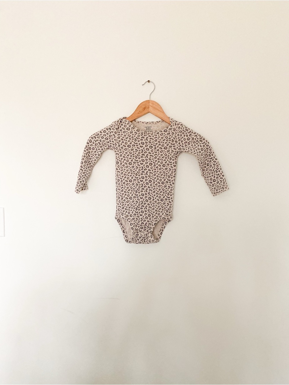 Carter's | 100% Cotton Top | Neutral Leopard Print Long-Sleeve Bodysuit